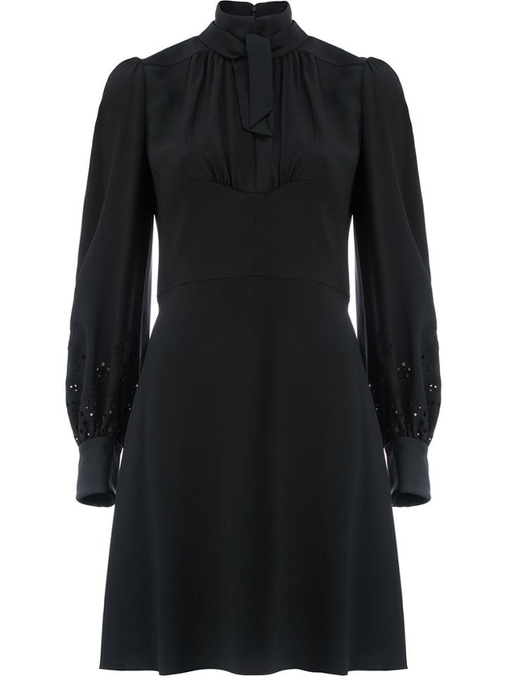 Chloé Bow Neck Skater Dress - Black