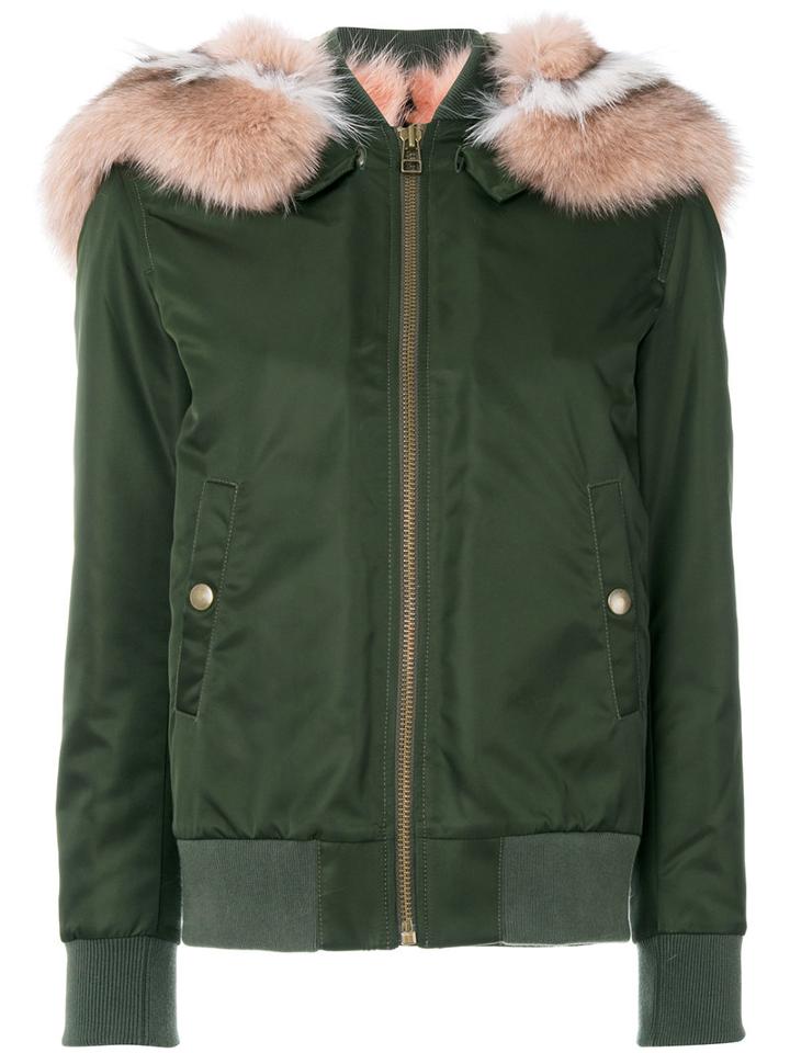 Mr & Mrs Italy - Linend Hooded Jacket - Women - Cotton/fox Fur/rabbit Fur/polyimide - M, Green, Cotton/fox Fur/rabbit Fur/polyimide