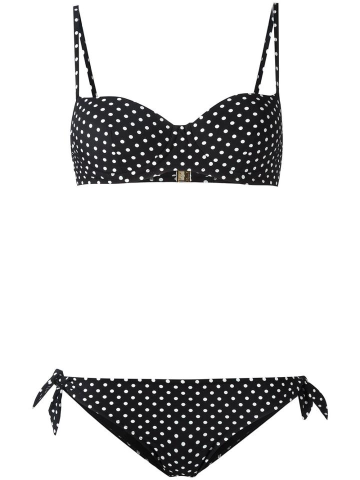 Dolce & Gabbana Polka Dot Bikini, Women's, Size: Ii, Black, Polyamide/spandex/elastane/polyester/polyurethane