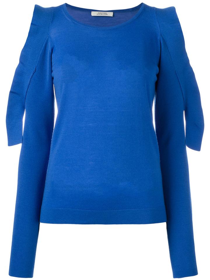 Dorothee Schumacher Slit Sleeves Jumper, Women's, Size: 4, Blue, Wool/polyamide/spandex/elastane