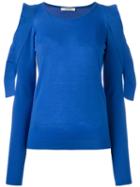 Dorothee Schumacher Slit Sleeves Jumper, Women's, Size: 4, Blue, Wool/polyamide/spandex/elastane