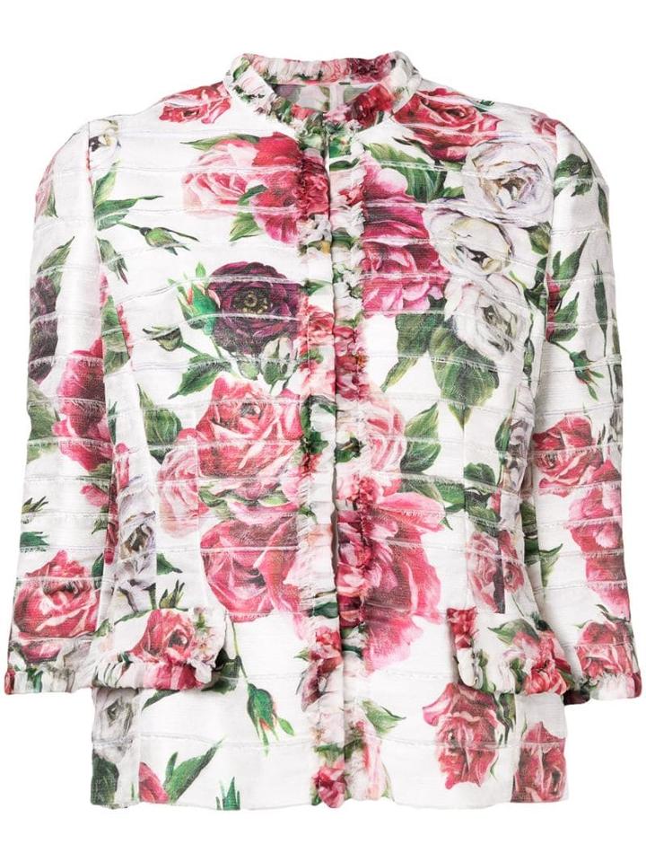 Dolce & Gabbana Floral Print Cropped Jacket - Pink
