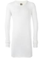 Rick Owens Long Length T-shirt, Men's, Size: Large, White, Cotton