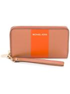 Michael Michael Kors - Stripe Zip Around Wallet - Women - Leather - One Size, Brown, Leather