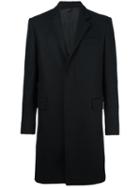 Les Hommes Classic Mid-length Coat, Men's, Size: 48, Black, Virgin Wool/cashmere/polyamide/leather