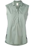 Xacus - Sleeveless Button Front Blouse - Women - Cotton/nylon/spandex/elastane - 40, Green, Cotton/nylon/spandex/elastane