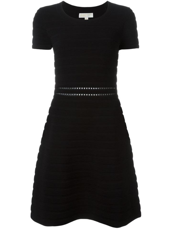 Michael Michael Kors Ribbed Dress, Women's, Size: Medium, Black, Viscose/nylon/spandex/elastane/cotton