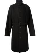 Yohji Yamamoto Long Belted Coat, Men's, Size: 3, Black, Nylon/wool
