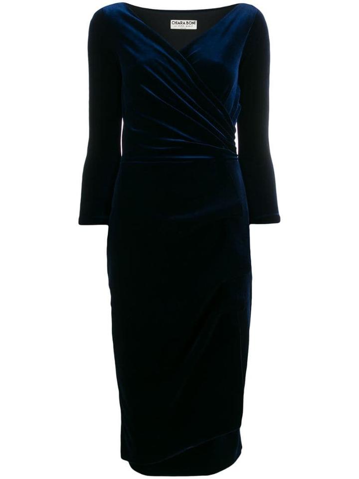 Le Petite Robe Di Chiara Boni Velvet Midi Dress - Blue