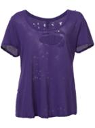 Unravel Project - Distressed T-shirt - Women - Cotton - Xs, Pink/purple, Cotton