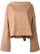 Andrea Ya'aqov - Bell Sleeve T-shirt - Women - Cotton/linen/flax/spandex/elastane - M, Nude/neutrals, Cotton/linen/flax/spandex/elastane