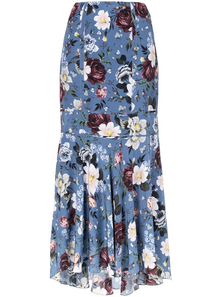 Erdem Floral Print Maxi Skirt - Blue