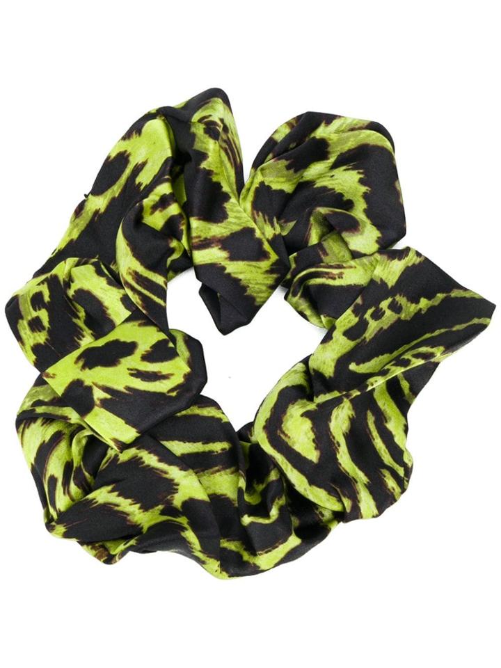 Ganni Animal Print Scrunchie - Green