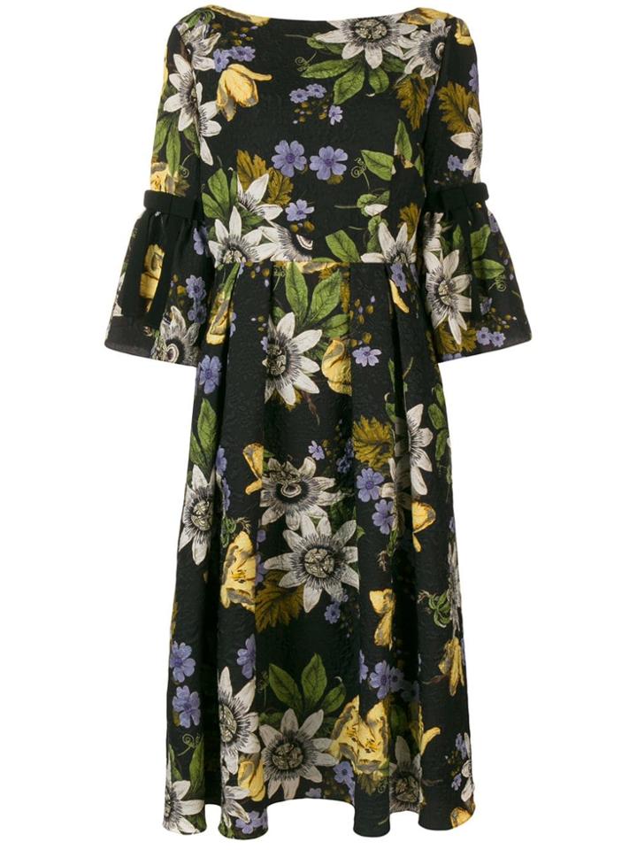 Erdem Floral Print Midi Dress - Black