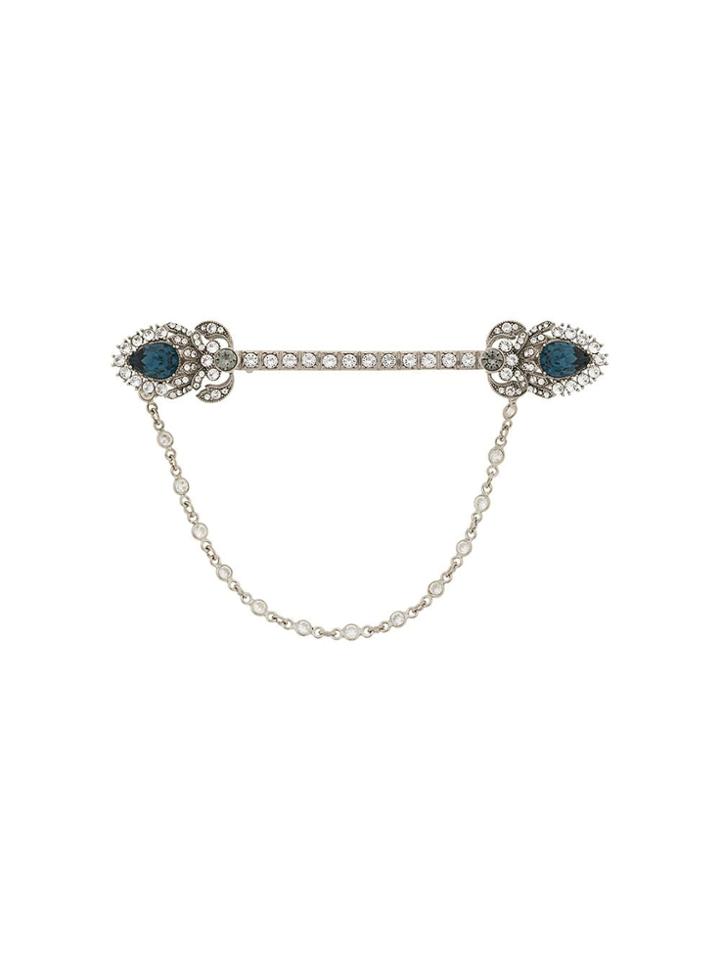 Dolce & Gabbana Crystal-embellished Pin Brooch - Silver