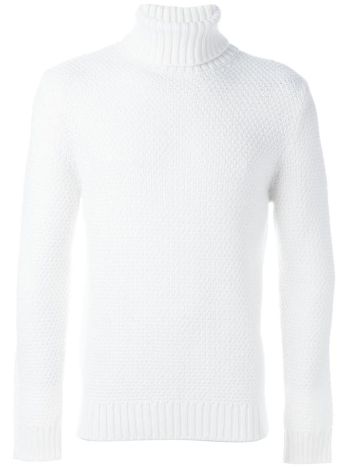 Eleventy Roll Neck Jumper, Men's, Size: Small, White, Virgin Wool