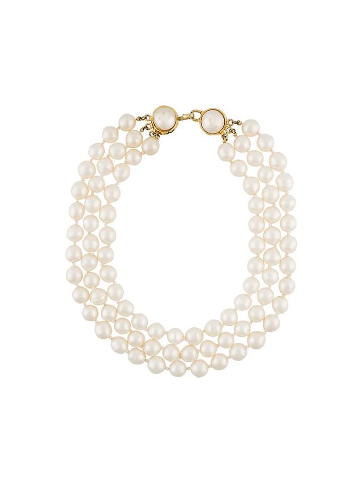 Chanel Vintage Multi-strand Faux Pearl Necklace, Women's, White