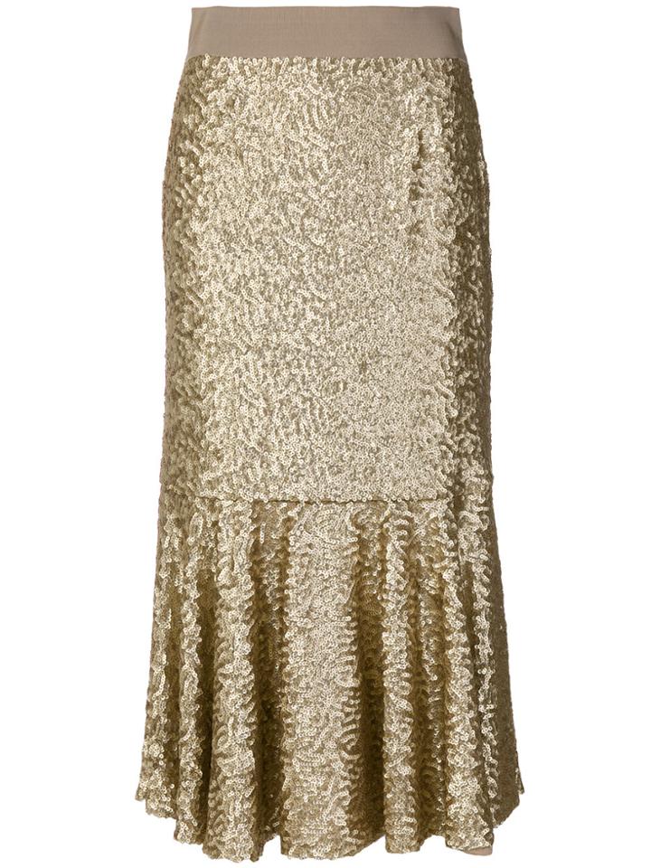 Maison Père Ruffle Hem Sequin Skirt - Nude & Neutrals