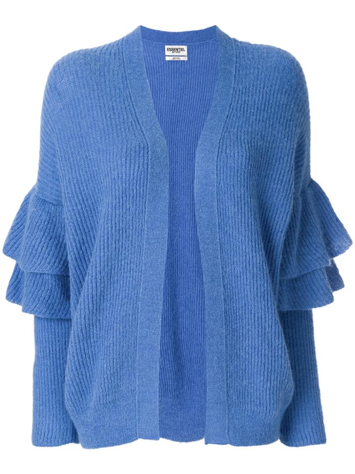 Essentiel Antwerp Open Front Ruffle Cardigan - Blue