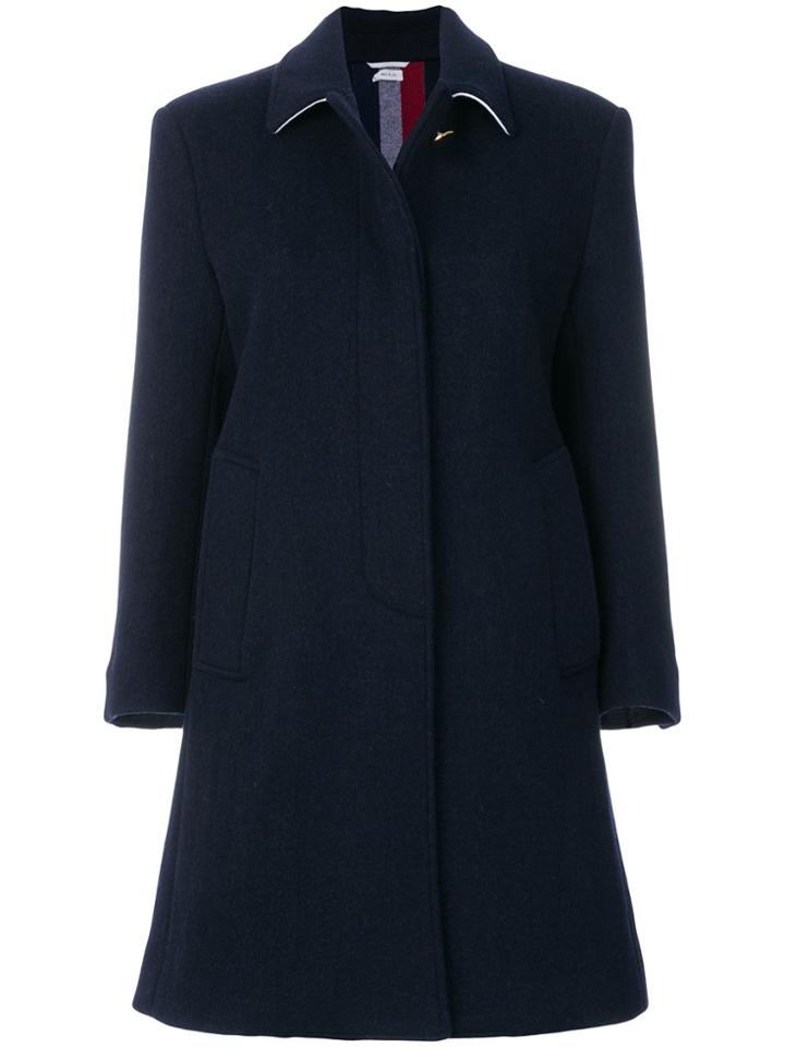 Thom Browne Unlined Stripe Wool Overcoat - Blue