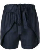 Stella Mccartney Striped Silk Shorts - Blue