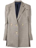 Eudon Choi Check Print Buttoned Blazer - Brown