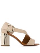 Clergerie Abstract Metallic Heel Sandals - Neutrals