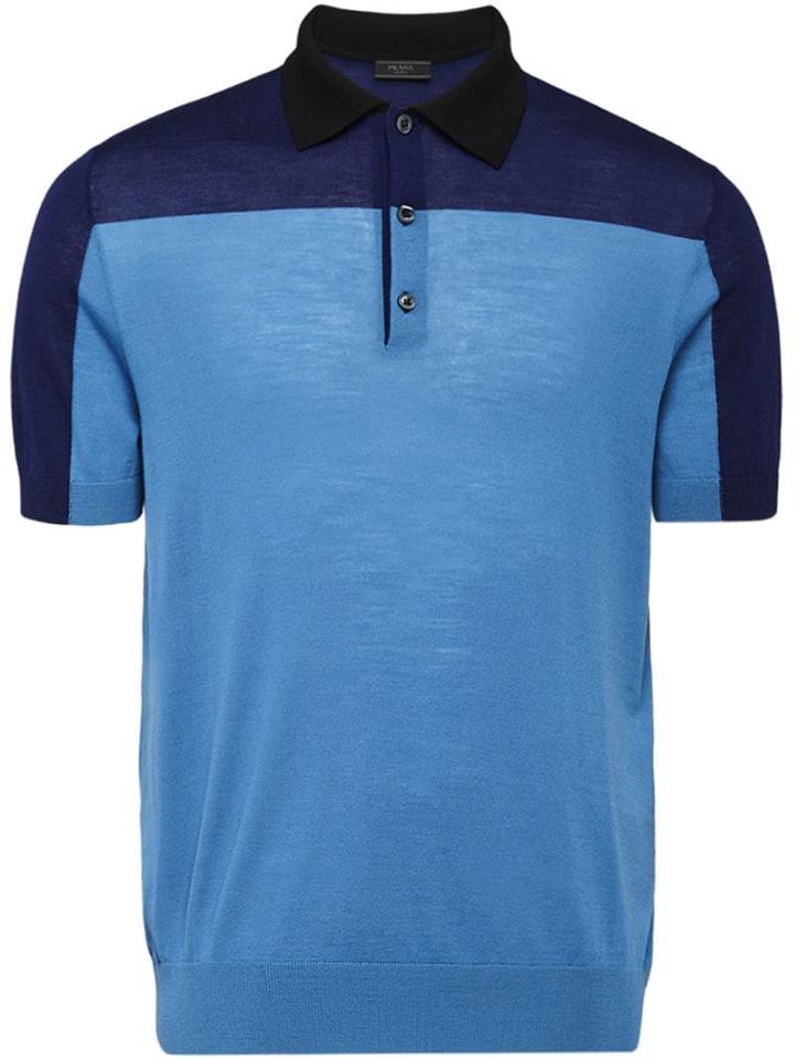 Prada Colour Block Polo Shirt - Blue