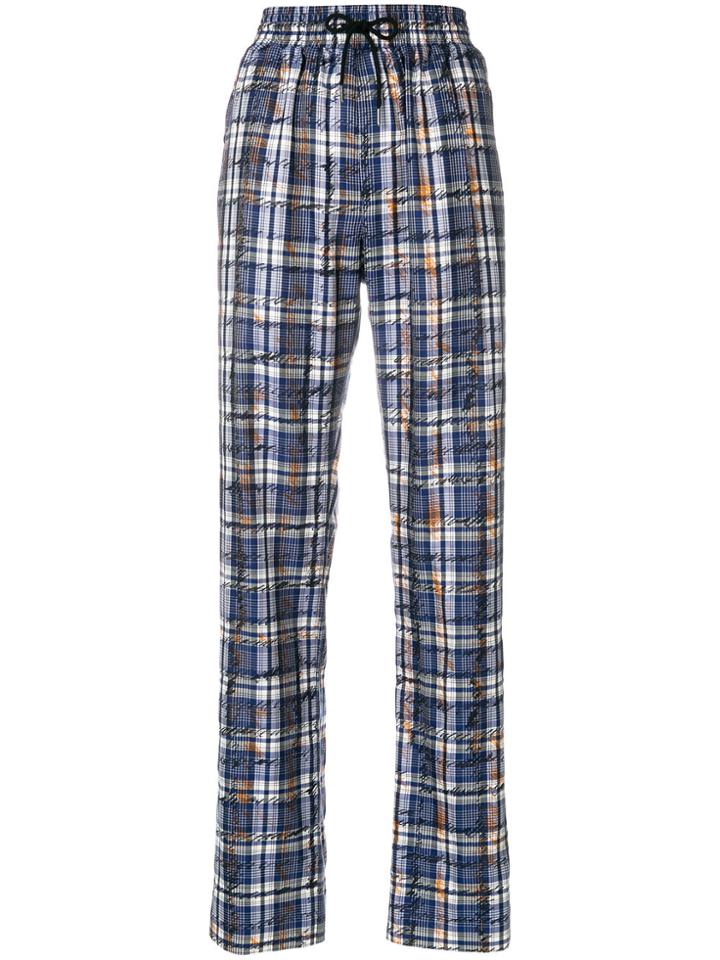 Burberry Side Stripe Checked Trousers - Blue
