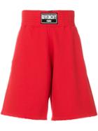Givenchy Logo Patch Destroyed Bermuda Shorts - Red
