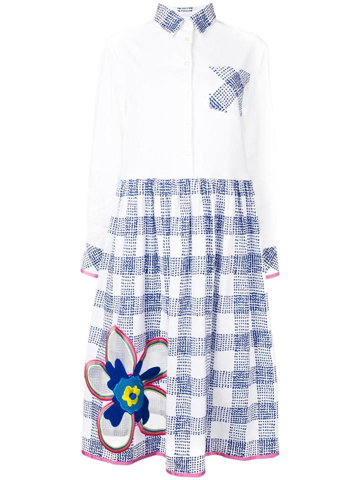 Mira Mikati Flower Embroidered Shirt Dress - White