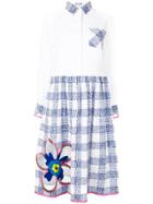 Mira Mikati Flower Embroidered Shirt Dress - White
