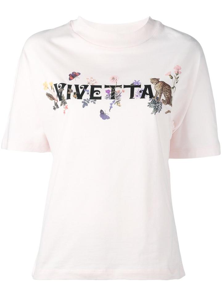 Vivetta Logo Print T-shirt, Women's, Size: 38, Pink/purple, Cotton