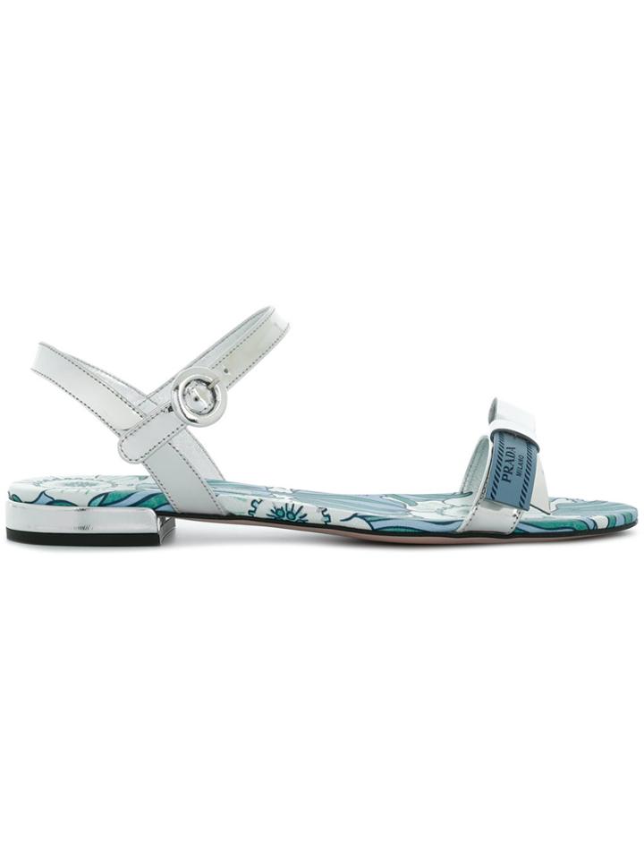 Prada Metallic Bow Detail Sandals