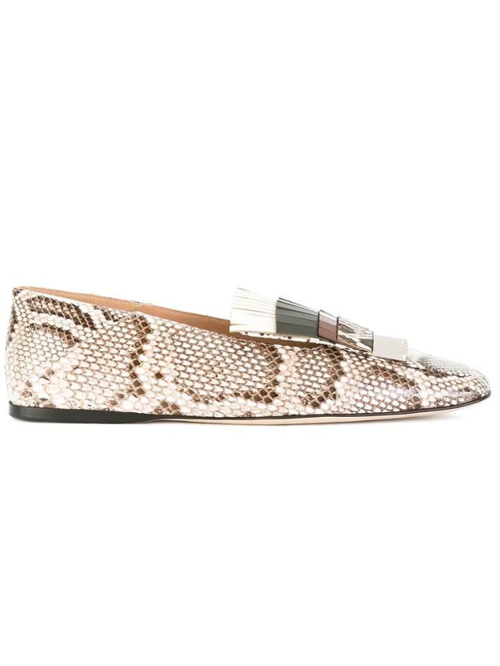 Sergio Rossi Fringed Loafers - Nude & Neutrals