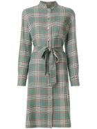 Holland & Holland Checked Tie Waist Shirt Dress - Green
