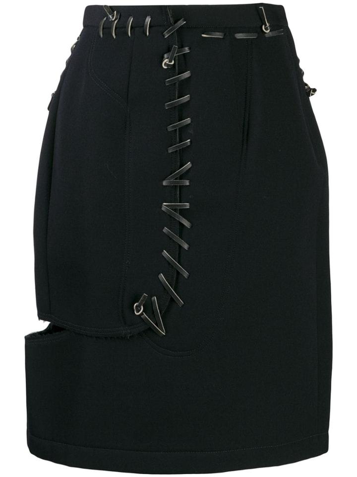 Comme Des Garçons Pre-owned '1990s Lace-up Pencil Skirt - Black