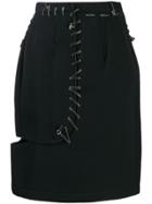 Comme Des Garçons Pre-owned '1990s Lace-up Pencil Skirt - Black