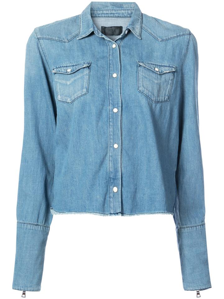 Rta Raw Edge Denim Shirt - Blue