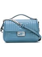 Fendi Micro 'double Baguette' Crossbody Bag, Women's, Blue, Nappa Leather