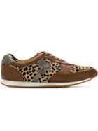 Mara Mac Leopard Print Panels Sneakers - Brown