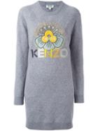 Kenzo 'tanami Flower' Sweater Dress, Women's, Size: Small, Grey, Wool