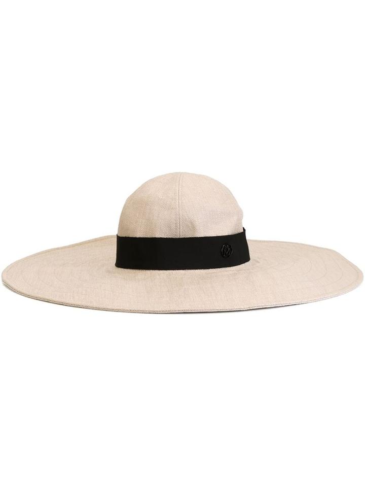 Maison Michel Wide Brim Sun Hat, Women's, Size: S, Nude/neutrals, Straw
