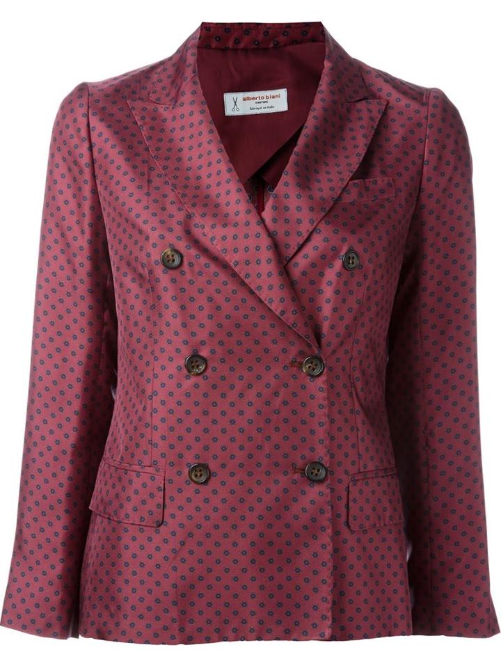 Alberto Biani Floral Print Double Breasted Blazer