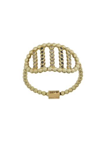Savoir Joaillerie 14kt Yellow Gold And Black Diamonds Chevaliere Cage