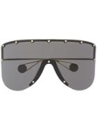 Gucci Eyewear Mask Studded Sunglasses - Grey