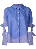 Roberts Wood Bow Sleeve Striped Shirt - Blue