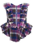 Natasha Zinko Zip Front Check Corset Top - Pink