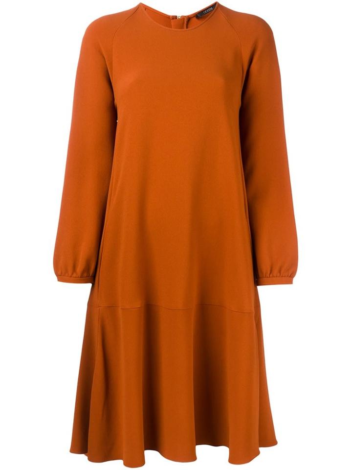 Odeeh Long Sleeve A-line Dress, Women's, Size: 42, Yellow/orange, Acetate/viscose