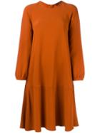 Odeeh Long Sleeve A-line Dress, Women's, Size: 42, Yellow/orange, Acetate/viscose